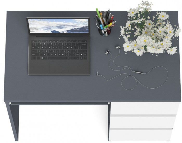 Мори компьютерный стол МС-6 правый, графит/белый