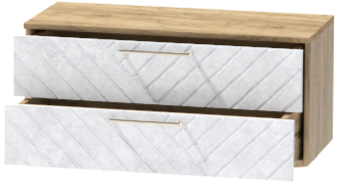 Тумба-5 прикроватная подвесная "Иннэс-7", Крафт золотой/Бетон снежный