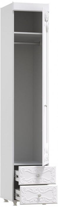 Шкаф-пенал 1дв. (гл.560) с зеркалом и ящиками Италия ИТ-37 белое дерево