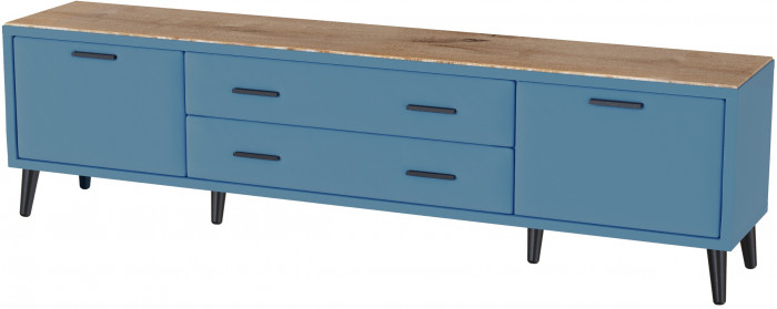 Тумба ТВ интерьерная 2,0 Пай светло-голубой/мдф дуб канадский