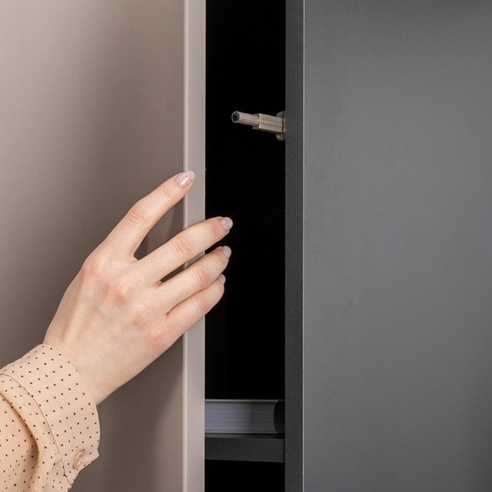 Сидней 13.202 Шкаф с ящиком, корпус антрацит/фасады: МДФ веллюто капучино