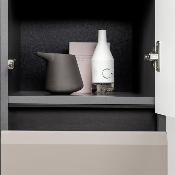 Сидней 13.202 Шкаф с ящиком, корпус антрацит/фасады: МДФ веллюто капучино