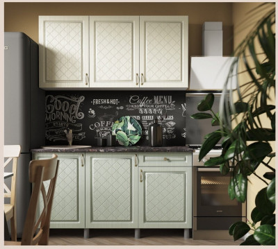 Кухонный гарнитур Версаль 1,5м Айвори/Васаби