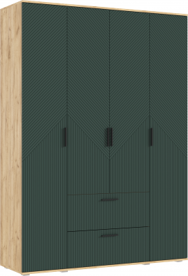 Сильвия Шкаф 4-х створчатый 1600, Браш Мени Грин/Дуб Крафт