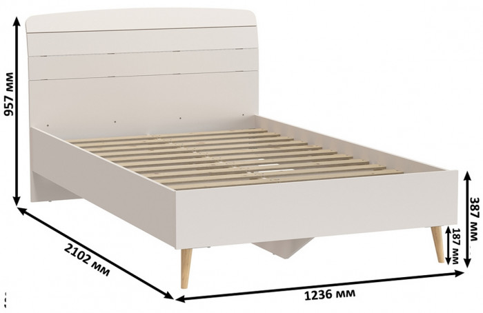 Афина Спальня 29-1200, цвет кашемир серый, сп.м. 1200х2000 мм., б/м, основание есть - фанера