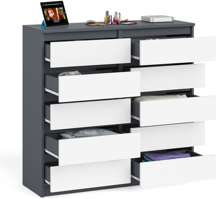 Мори Комод МК1200.10, цвет графит/белый, ШхГхВ 120,4х41х115 см.