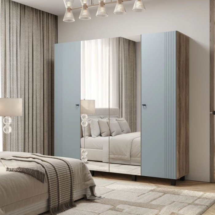 "Олива" ШК-13 Шкаф 4-х створчатый Дуб каньон/MF11 Шарли Бриз