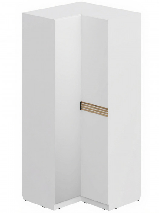 Шкаф угловой 2-х дверный с зеркалом ШК-4128, Белый/Профиль МДФ Дуб вотан