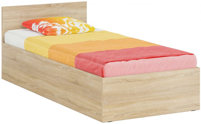 Кровать 0900 + Пенал Стандарт, цвет дуб сонома, ШхГхВ 93,5х203,5х70 + 45х52х200 см., сп.м. 900х2000 мм., без матраса, основание есть