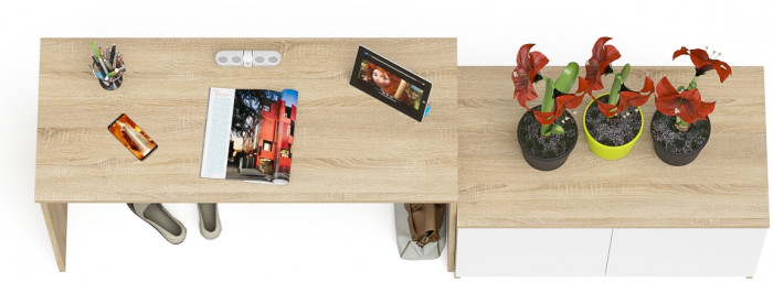 Мори письменный стол МСП1200.1 + Тумба МА900.1, дуб сонома/белый