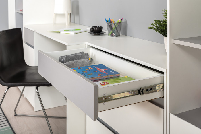 Торонто 13.321 Комод, белый шагрень/стальной серый