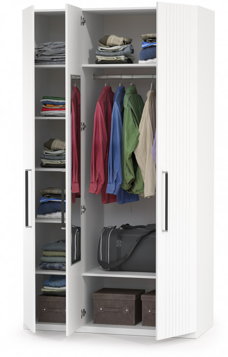 Валенсия Спальня 13.12 Шкаф комбинированный, ЛДСП белый шагрень/МДФ белый шагрень