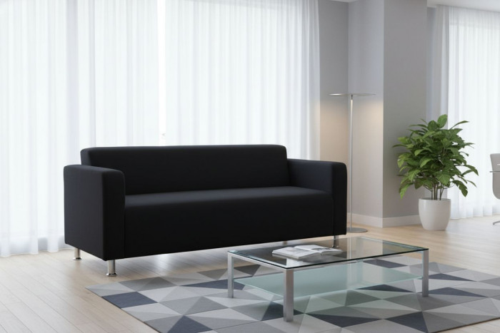 Диван прямой Томи, 200 см, велюр, черный