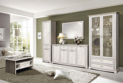 Гостиная Сохо комплектация 2 бетон белый/бетон патина