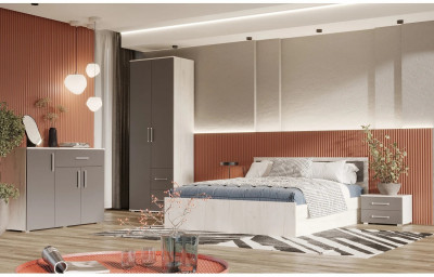 Модульная спальня Фиеста NEW композиция 3 (Дуб крафт белый/Графит)