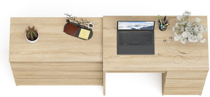 Мори компьютерный стол МС-6 правый + Комод МК800.1, дуб сонома