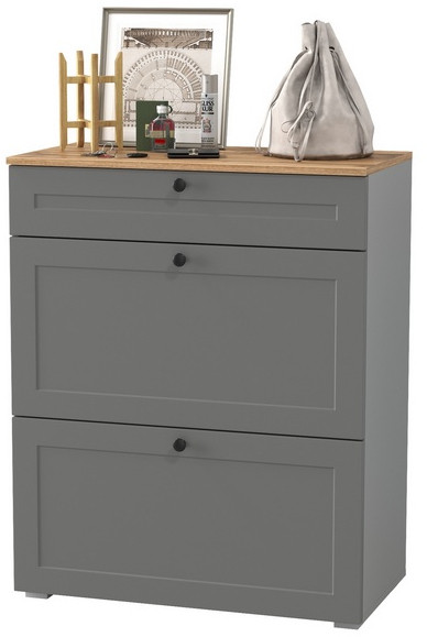 Остин 16.121 Тумба для обуви, цвет серый графит/дуб крафт золотой, ШхГхВ 80х41,6х99,3 см.