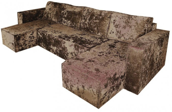 Диван-кровать Лофт Люкс Плюш П-образный с 2 отоманками, еврокнижка, 145х270, коричневый