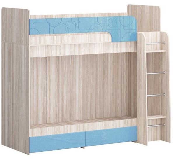 Двухъярусная кровать Бемби МДФ NEW, ясень (милк, Ясень шимо светлый)