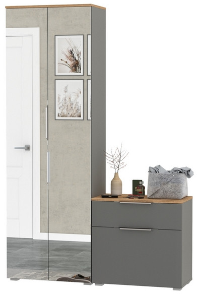 Октава Прихожая 09, серый графит/дуб крафт золотой/фасады МДФ серый графит