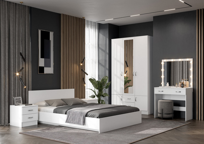 Кровать 140х200 с основанием ДСП Ронда КР-140, белый