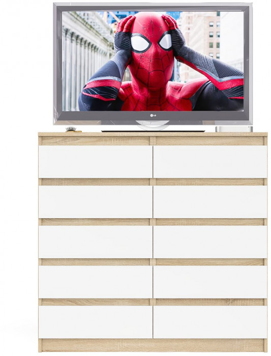 Мори Комод МК1200.10, цвет дуб сонома/белый, ШхГхВ 120,4х41х115 см.