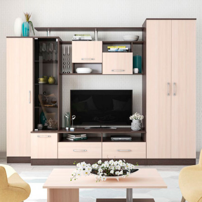 Гостиная Оскар-5 (2500*1920*450) венге/дуб молочный