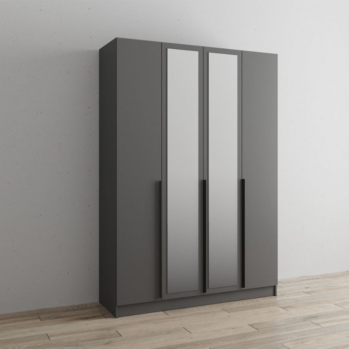 Шкаф Мадрид (1,6) с зеркалом графит серый