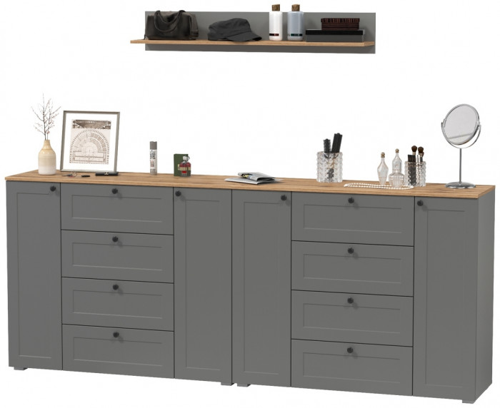 Остин Прихожая 70, серый графит/дуб крафт золотой