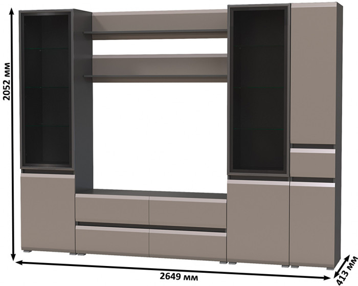 Сидней Комплектация № 062, корпус: антрацит/фасады: МДФ веллюто капучино