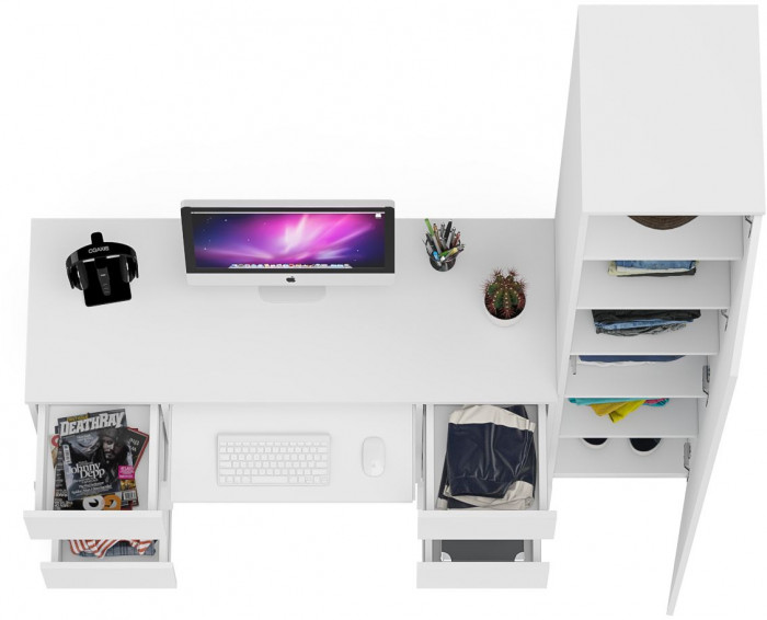 Мори компьютерный стол МС-2 + Пенал МШ400.1, белый