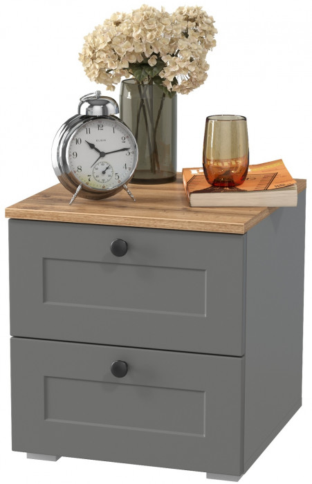 Остин 16.152 Тумба прикроватная, цвет серый графит/дуб крафт золотой, ШхГхВ 40х41,9х43,9 см.