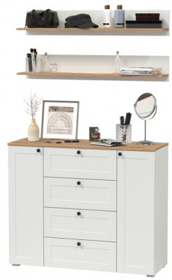 Остин Прихожая 71, белый шагрень/дуб крафт золотой