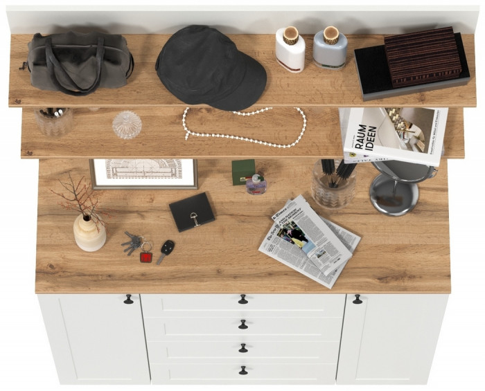 Остин Прихожая 71, белый шагрень/дуб крафт золотой