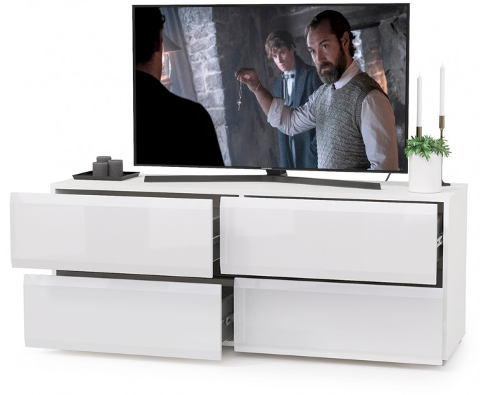 Сидней 13.63 Тумба под ТВ, корпус: белый/чёрный/фасады: МДФ белый глянец