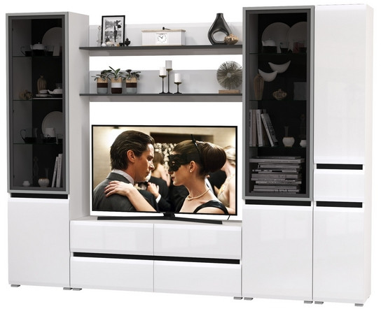 Сидней Комплектация № 062, корпус: белый/чёрный/фасады: МДФ белый глянец