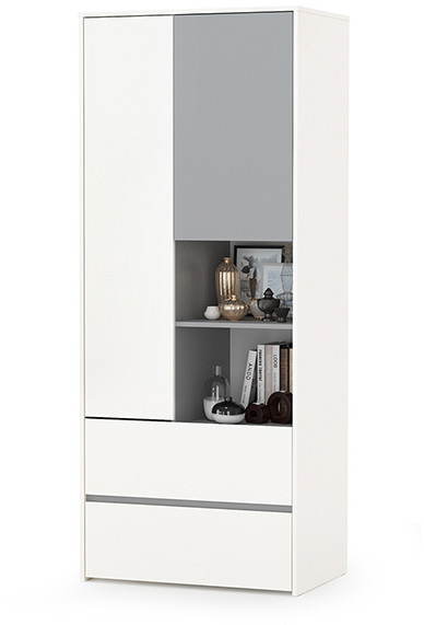 Торонто 13.333 Шкаф для одежды, белый шагрень/стальной серый