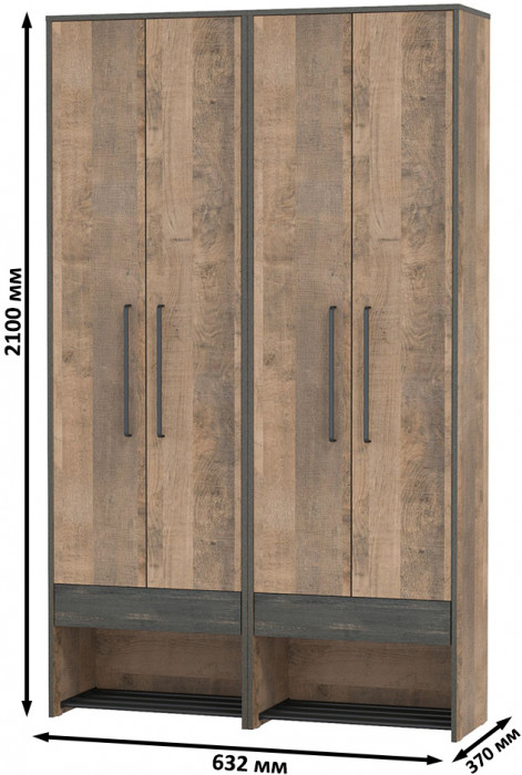 Трувор 13.328.02 Шкаф для одежды + 13.328.02 Шкаф для одежды, дуб гранж песочный/интра