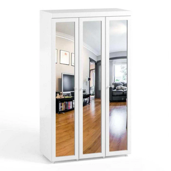 Шкаф 3-х дверный с 3-я зеркалами Монако МН-55 белое дерево