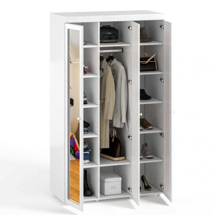 Шкаф 3-х дверный с 3-я зеркалами Монако МН-55 белое дерево