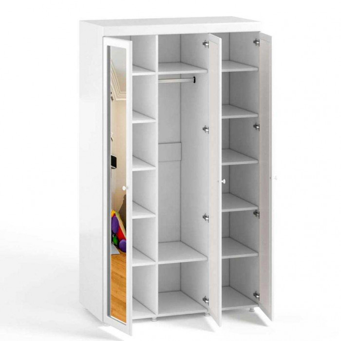 Шкаф 3-х дверный с 3-я зеркалами Монако МН-55 белое дерево