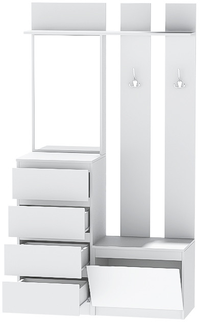 Модульная Прихожая Кэт-1, набор 6, Белый/Белый