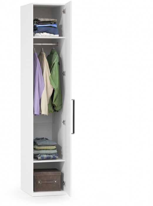 Валенсия Спальня 13.207 Шкаф-пенал, ЛДСП белый шагрень/МДФ белый шагрень