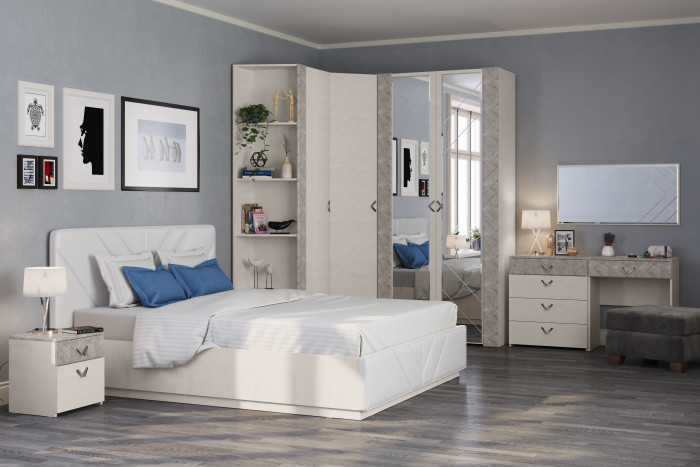 Амели Стол туалетный 12.48, цвет шёлковый камень/бетон чикаго беж, ШхГхВ 65х41х75 см.