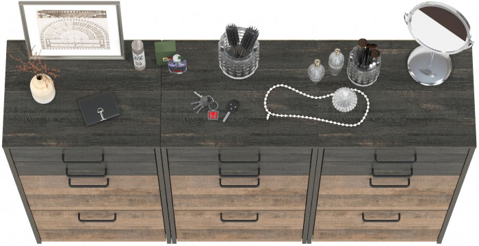 Трувор 13.241.06 Тумба для обуви 3 шт., цвет дуб гранж песочный/интра, ШхГхВ 150х37х106,9 см.