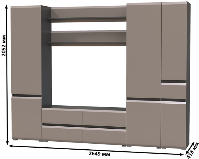 Сидней Комплектация № 063, корпус: антрацит/фасады: МДФ веллюто капучино