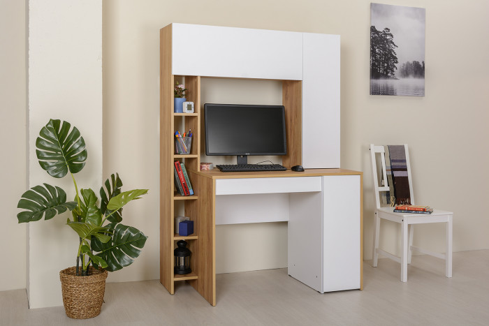 компьютерный стол Комфорт 12.71, дуб золотой/белый