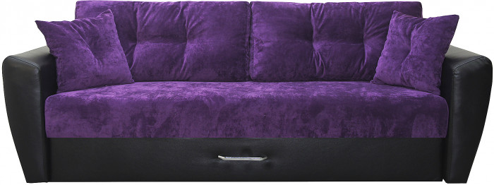 Диван-кровать Амстердам Люкс, 160х195, еврокнижка, независимый пружинный блок, велюр/экокожа, фиолетово-черный