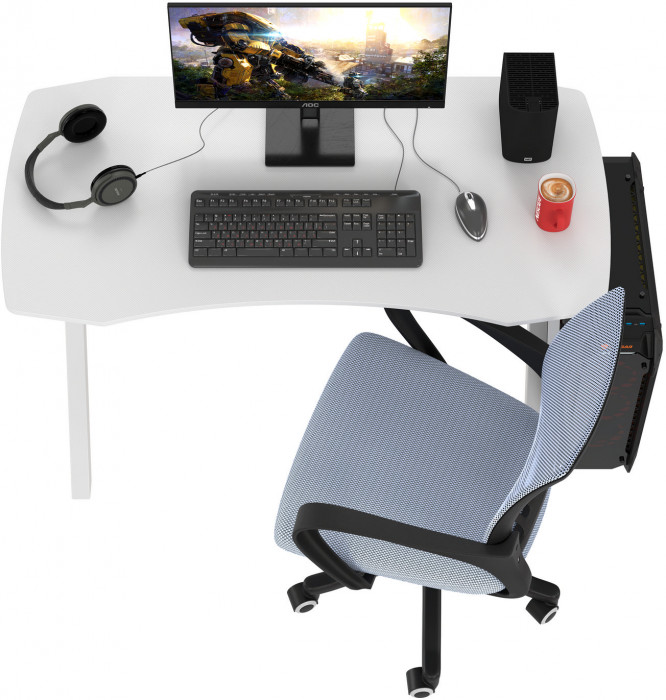 Игровой стол Мебель--24 GT-2310 + кресло компьютерное 103 серое, цвет белый, ШхГхВ 120х60х73 + 59х56х83-94 см.