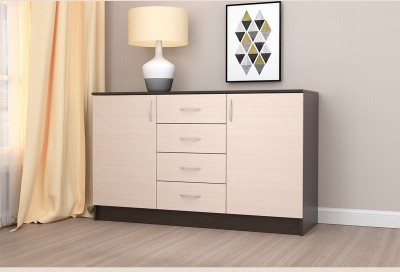 Кэт-7 Комод 2 створки 4 ящика (Венге / Белфорт)